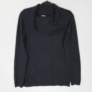 Chicos Sweater Womens 0 Black 4 Cowl Neck Lightweight Pullover Casual Classic